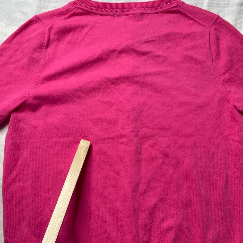 Boden Hot Pink Button Front Cardigan Sweater Sz Medium Women's Cotton Crewneck - Picture 6 of 8